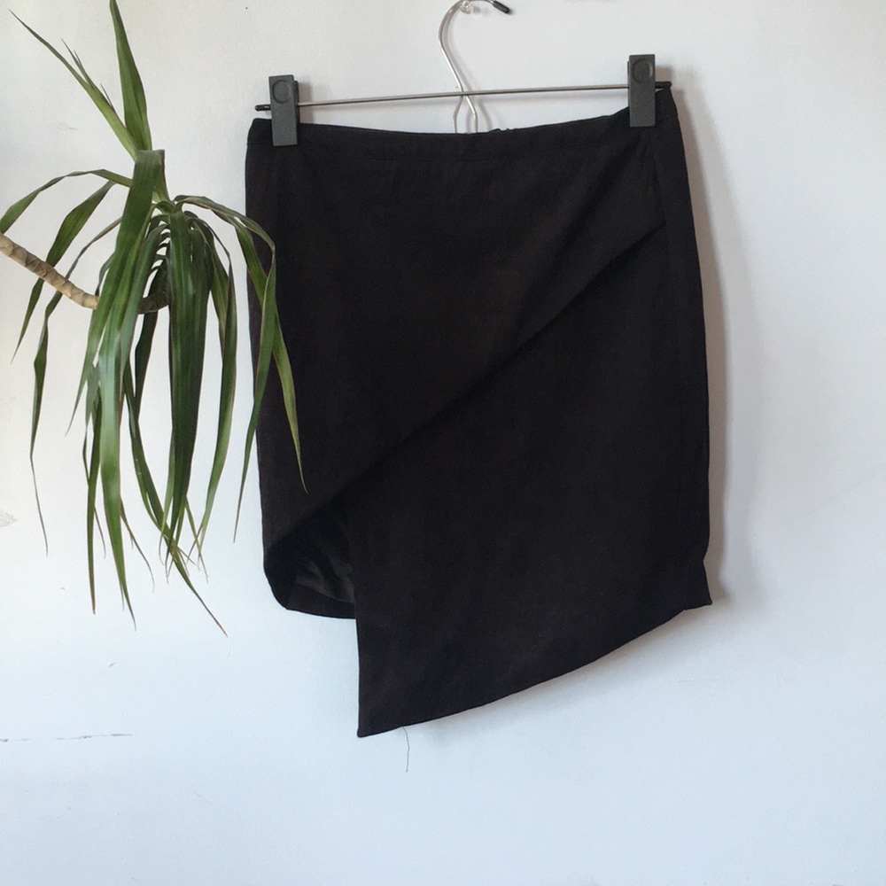 Black asymmetrical mini skirt